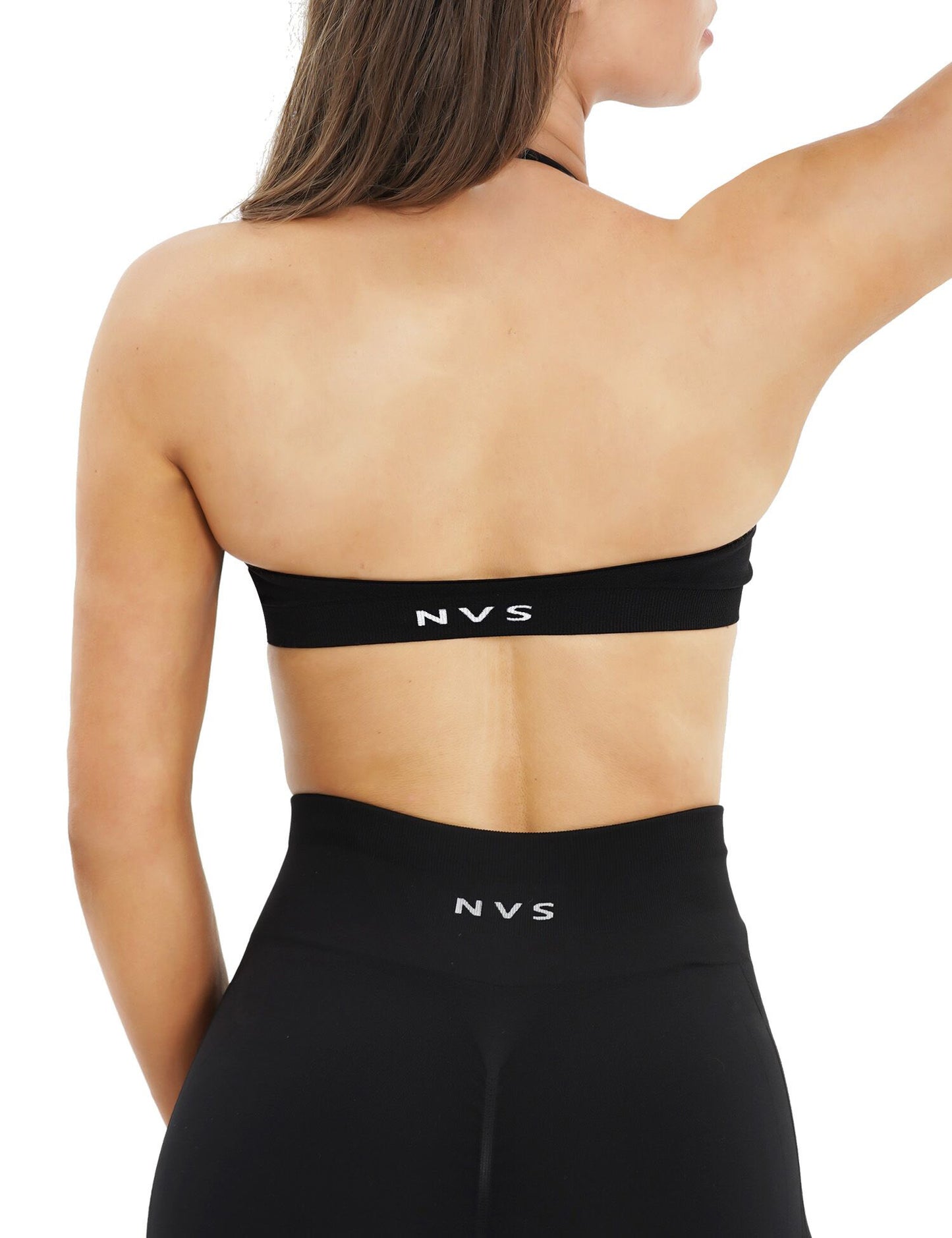 NVS Sports Bras for Women Open Back Amplify Halter Bra Adjustable Straps Padded Seamless Workout Crop Tops