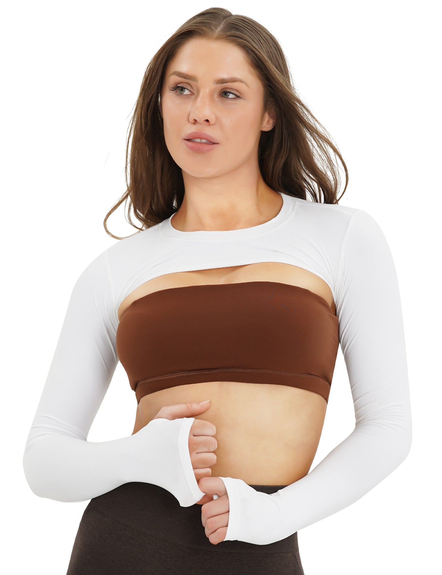 NEWVISISTER NVS Women Long Sleeve Bolero Open Front Workout Cropped Shirts Yoga Sports Shrug