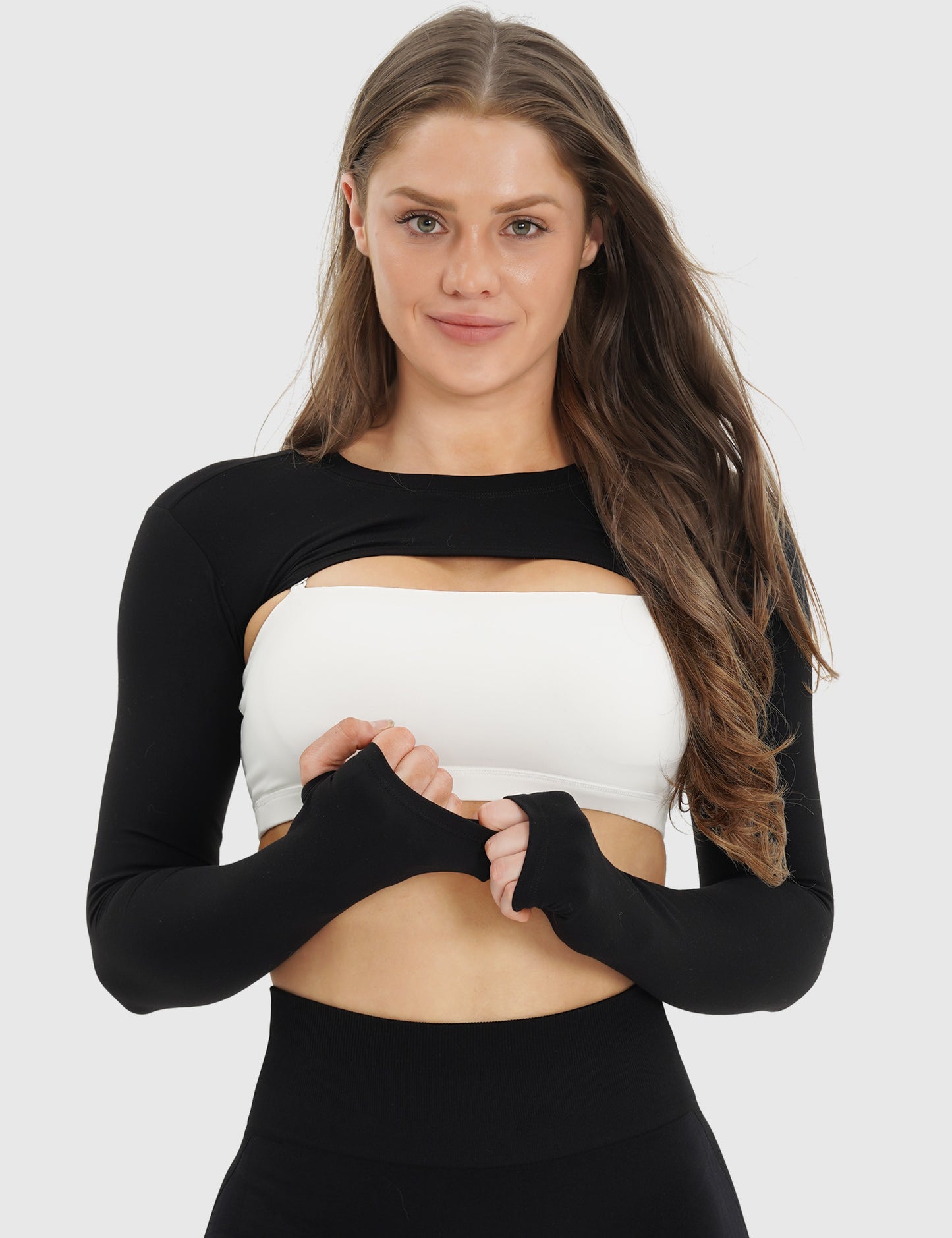 NEWVISISTER NVS Women Long Sleeve Bolero Open Front Workout Cropped Shirts Yoga Sports Shrug